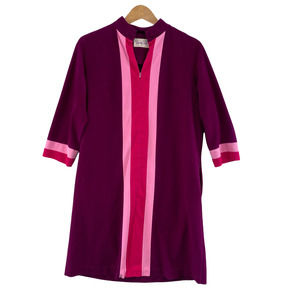 Vanity Fair Zip up Robe Gown Womens 10 Purple Pink Retro Vintage Pockets